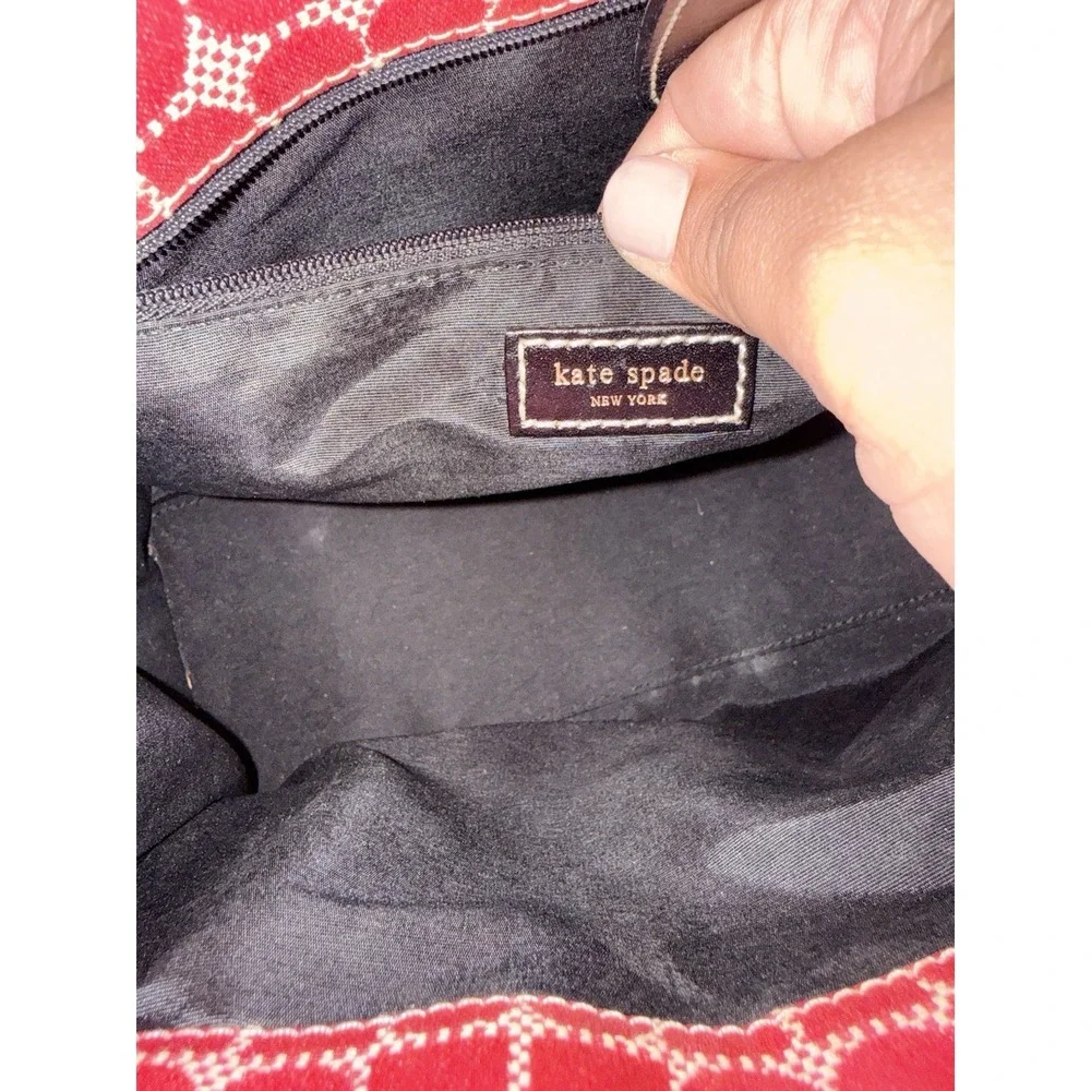 Kate Spade Vintage Pink Logo Print Handbag Purse Black Trim‎ 1